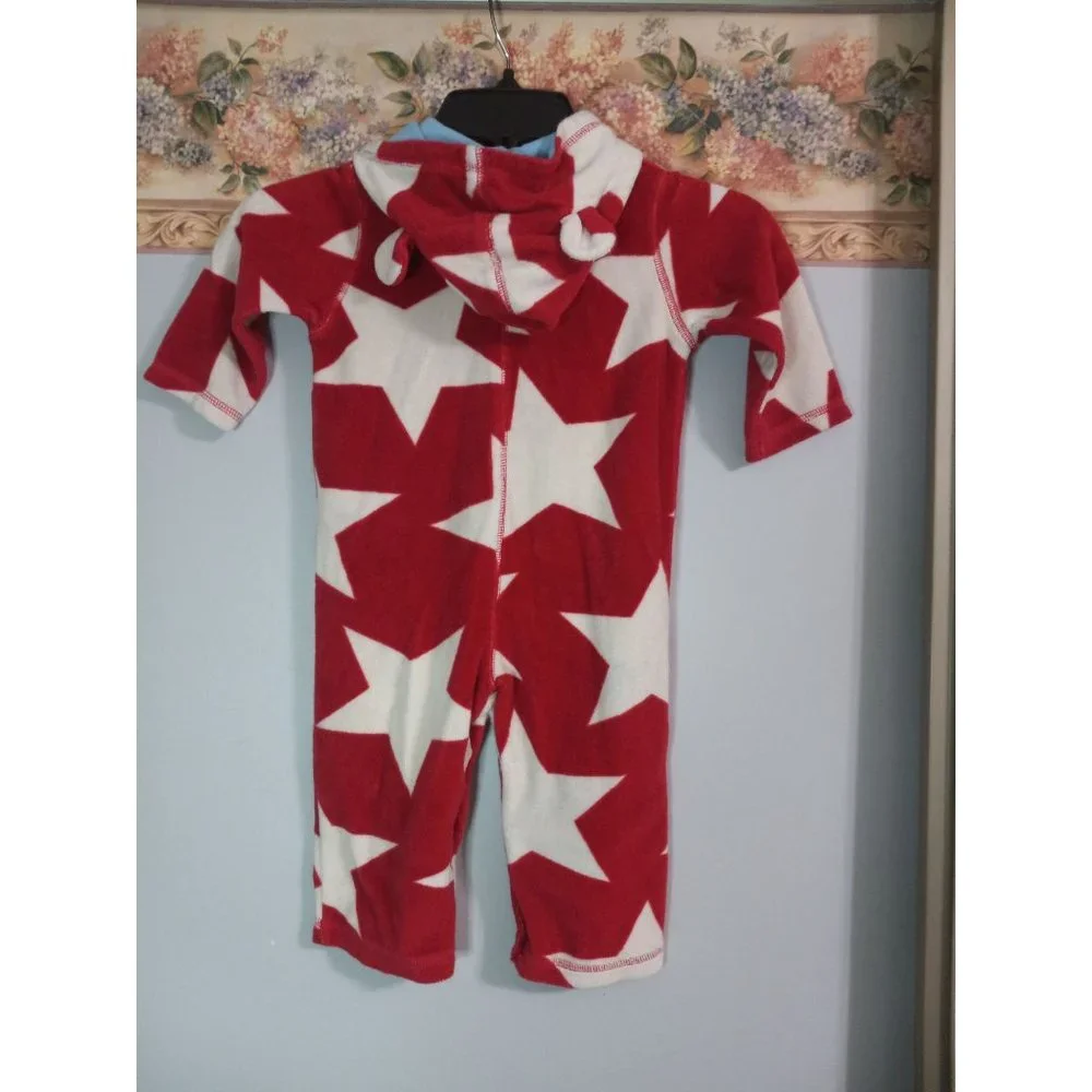 Baby Boden 12-18 mos. Red Stars Patriotic Americana One Piece Hood Romper